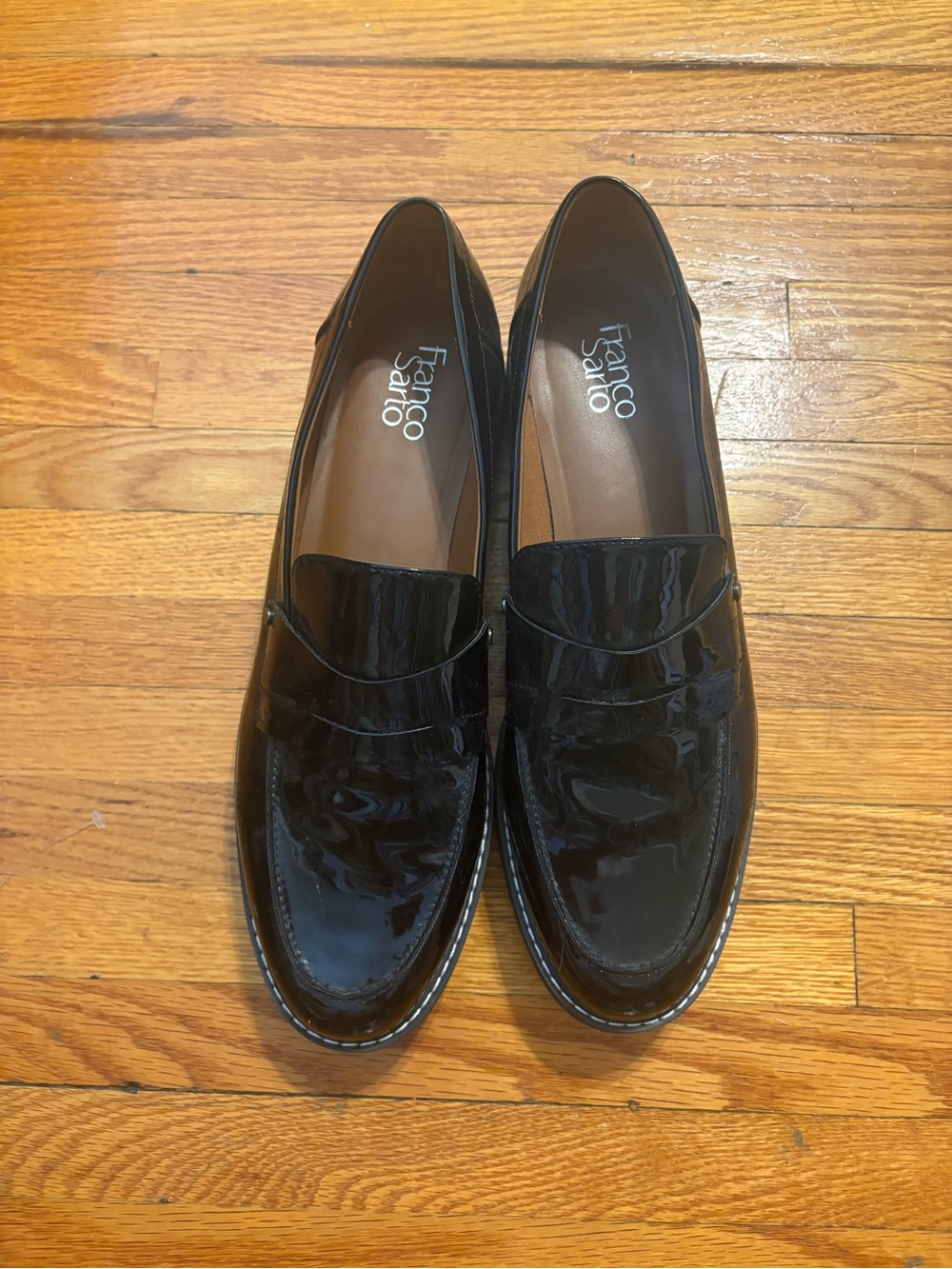 Franco Sarto Black Patent Leather Penny Loafers - Picture 3 of 8